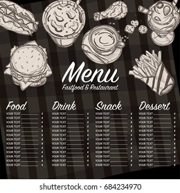 menu food restaurant template design hand drawing graphic.