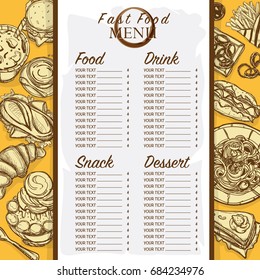 menu food restaurant template design hand drawing graphic.