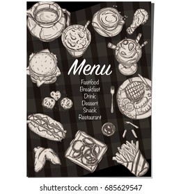 menu food restaurant template design hand drawing graphic.