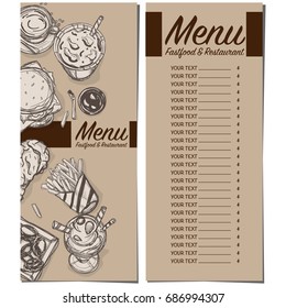 menu food restaurant template design hand drawing graphic.
