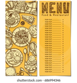 menu food restaurant template design hand drawing graphic.
