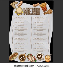 menu food restaurant template design hand drawing graphic 