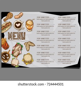 menu food restaurant template design hand drawing graphic