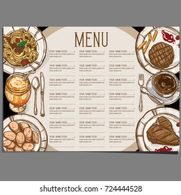 menu food restaurant template design hand drawing graphic