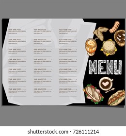 menu food restaurant template design hand drawing graphic 