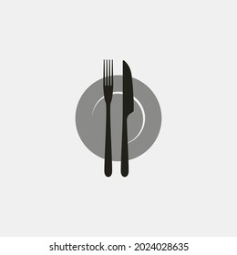 menu fork and knife vintage logo minimalist icon illustration design