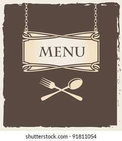 menu with fork and spoon