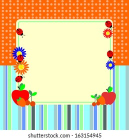 Menu ,Frame with flowers and fruits