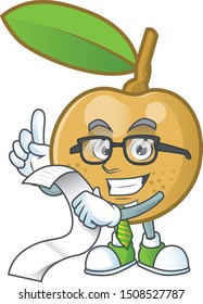 With menu fresh longan cartoon on white background