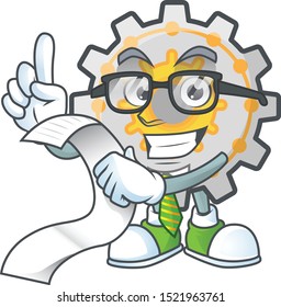 With menu gear shape circle with cartoon character