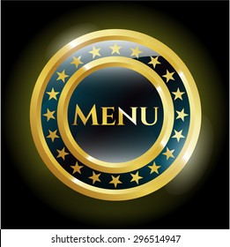 Menü-goldglänzendes Emblem