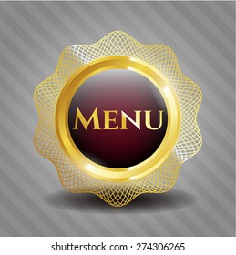 Menu gold shiny emblem with complex border