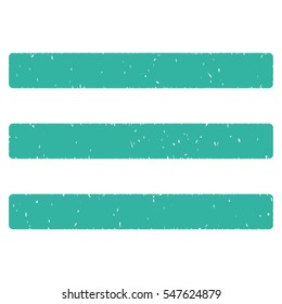 Menu grainy textured icon for overlay watermark stamps. Flat symbol with unclean texture. Dotted vector cyan ink rubber seal stamp with grunge design on a white background.