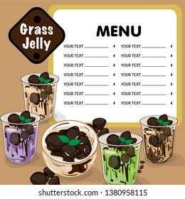 menu grass jelly graphic cup template food drink dessert object 