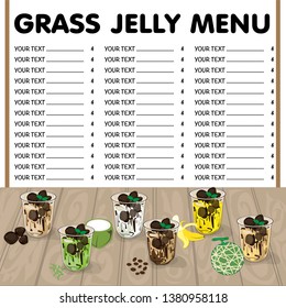 menu grass jelly graphic cup template food drink dessert object 
