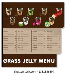 menu grass jelly graphic cup template food drink dessert object 