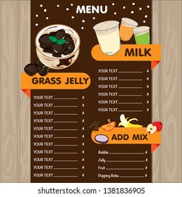 menu grass jelly graphic cup template food drink dessert object 