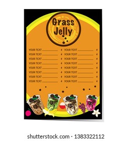 menu grass jelly graphic cup template food drink dessert object 