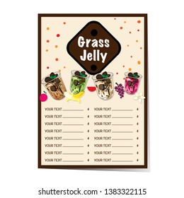 menu grass jelly graphic cup template food drink dessert object 