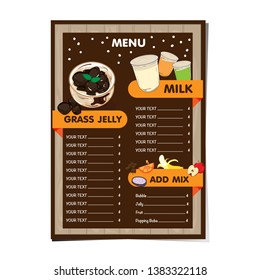 menu grass jelly graphic cup template food drink dessert object 