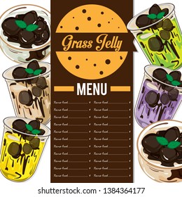 menu grass jelly graphic cup template food drink dessert object
