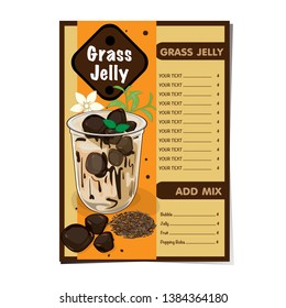 menu grass jelly graphic cup template food drink dessert object