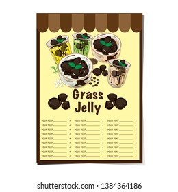 menu grass jelly graphic cup template food drink dessert object