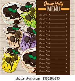 menu grass jelly graphic cup template food drink dessert object