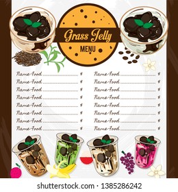 menu grass jelly graphic cup template food drink dessert object