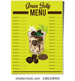 menu grass jelly graphic cup template food drink dessert object