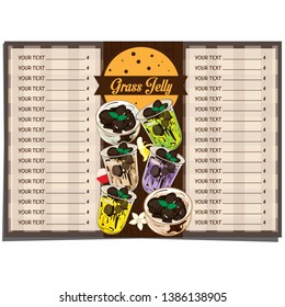 menu grass jelly graphic cup template food drink dessert object