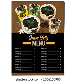 menu grass jelly graphic cup template food drink dessert object