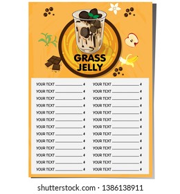 menu grass jelly graphic cup template food drink dessert object