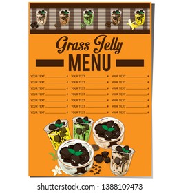 Menu grass jelly graphic cup template. food, drink dessert.