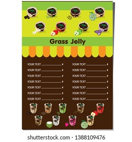 Menu grass jelly graphic cup template. food, drink dessert.