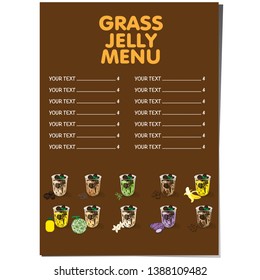 Menu grass jelly graphic cup template. food, drink dessert.