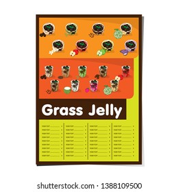 Menu grass jelly graphic cup template. food, drink dessert.