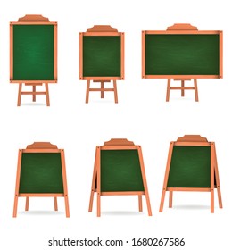 Menu Green Board Isolated Set. Different View. Vector illustration