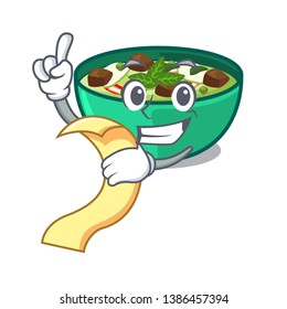 With menu green curry in the character shape