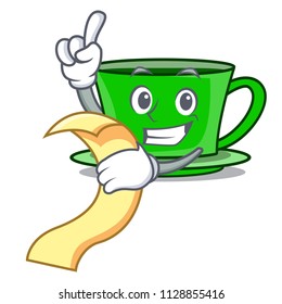 With menu green tea mascot cartoon