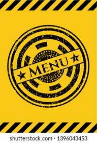 Menu grunge warning sign emblem. Vector Illustration. Detailed.