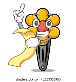 With menu hair clip mascot cartoon