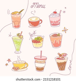 Menu hand drawn illustration with drinks