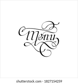 Menu Hand Drawn Pen Ink Style, Menu Word Handwritten, Menu Card Vector Art Illustration