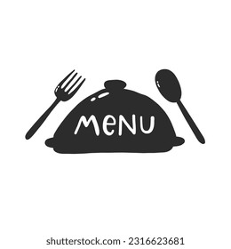 Menu. Hand drawn vector illustration. For badges, labels, logo, bakery, street festival, farmers market, country fair, shop, kitchen classes, cafe, food studio