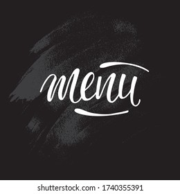 carta - cartel escrito a mano para decoración restaurante, cafetería, bar. Ilustración de material vectorial aislada en el fondo de la pizarra. EPS10