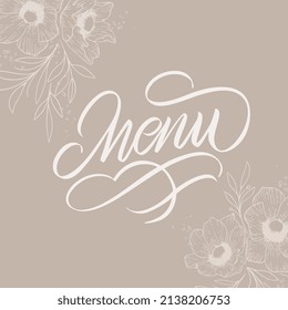 Menu handwritten lettering. Design template celebration. 
