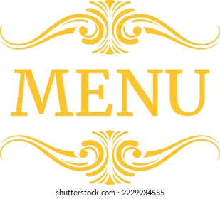 Menu header in vintage ornate style. Decorative calligraphic element