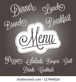 Menu headlines, hand lettering set
