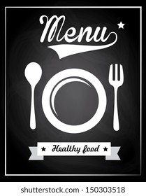 Menu healthy food over black background vector illustration